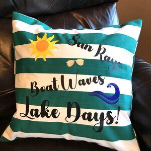 Summer Lake House Pillow Cover, 18 x 18: Boating Theme Cabin Decor